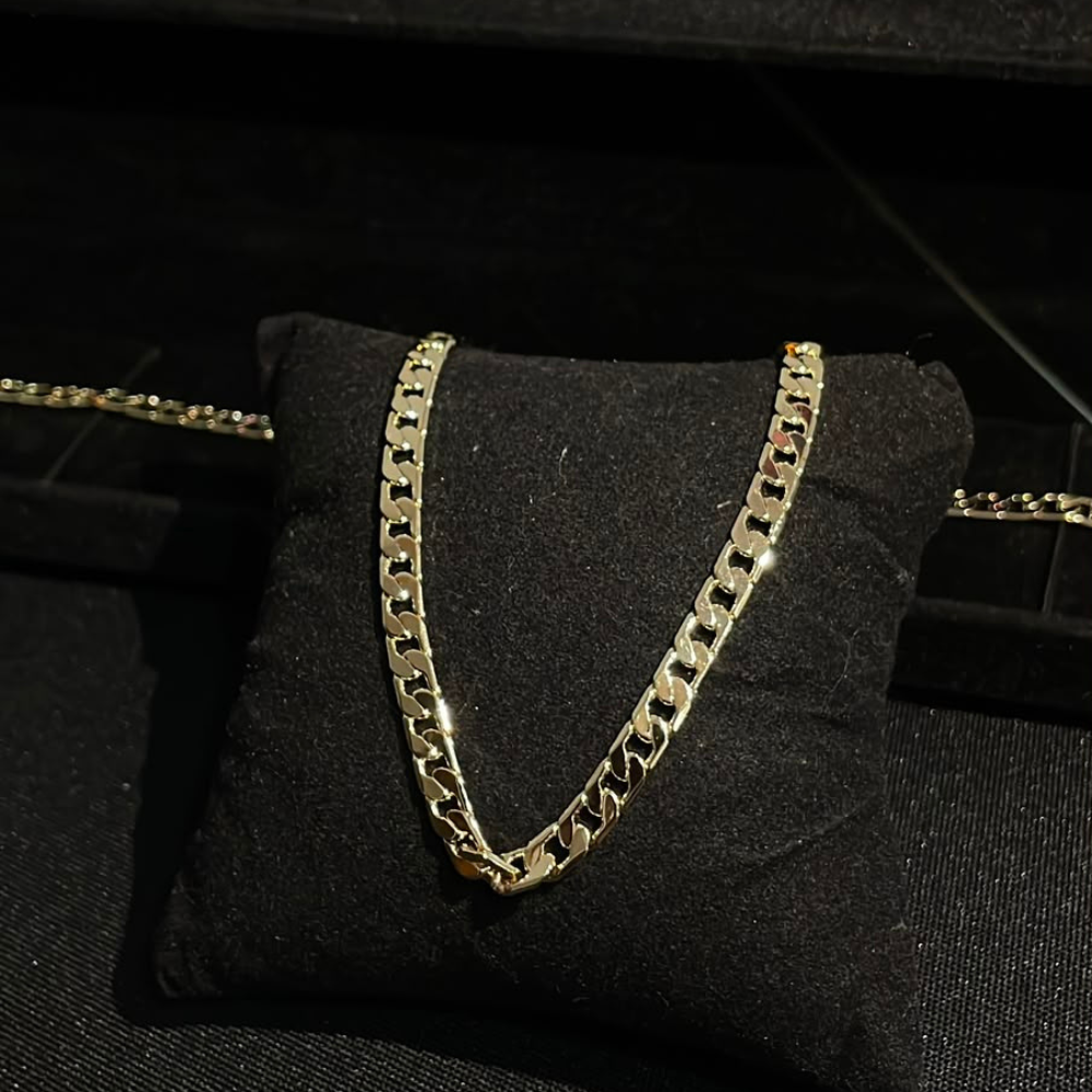 Cadena Barbada-Oro Laminado de 18K (Paquete de 5Pz)